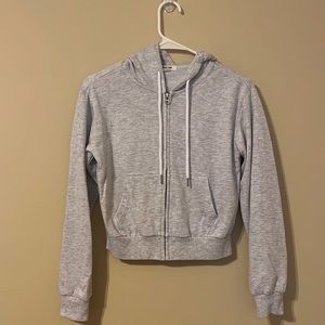 Light gray, zip front hoodie